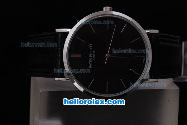 Petek Philippe Automatic with Black Dial and Leather Strap - Click Image to Close